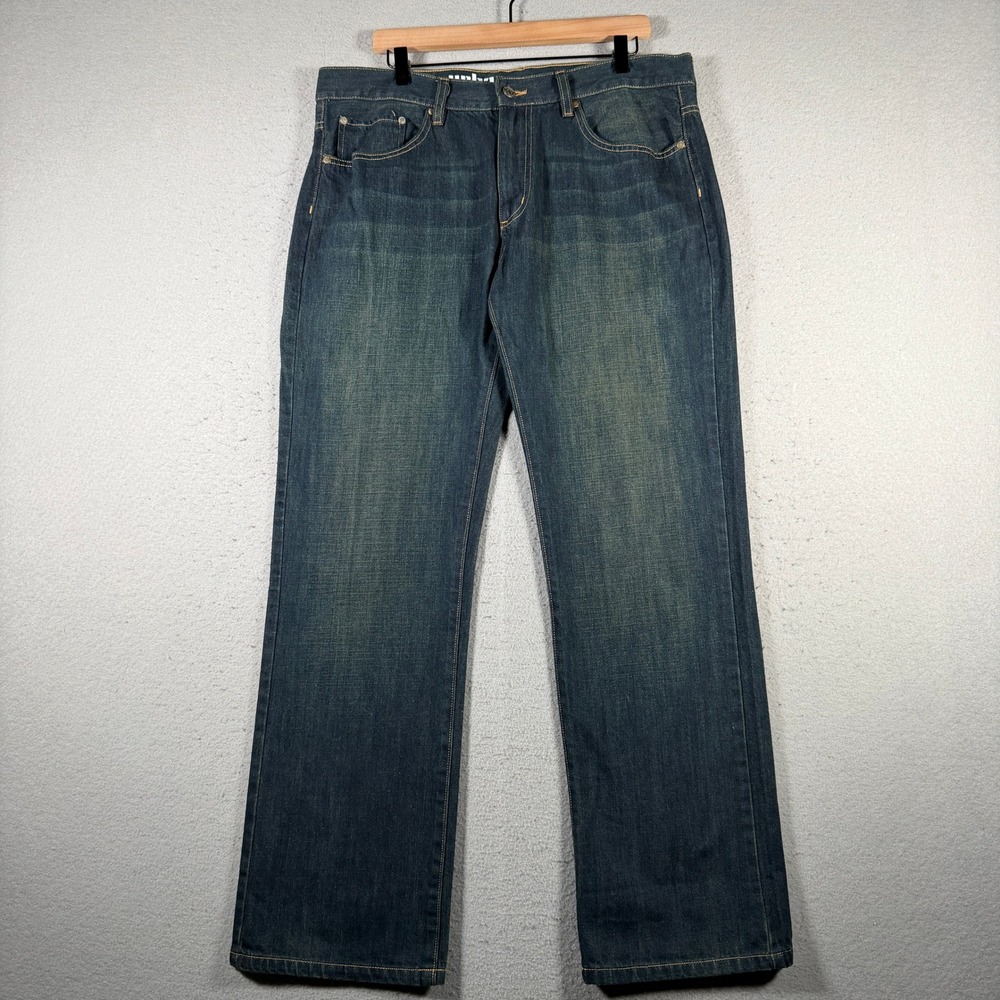 Urban Pipeline Mens Slim Straight Jeans Dark Wash Cotton Denim 36x32 Fits 38x33